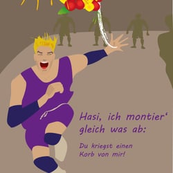 sie bekommt gleich einen Korb mit Blumen