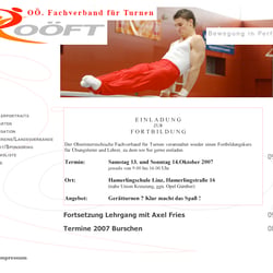 Website Oberösterreichischen Fachverband für Turnen