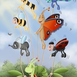 Illustration aus dem Kinderbuch „Die kleine Schnecke lernt fliegen“ von Eva Christina Wattler