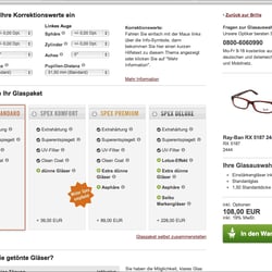 Optionsseite für Brillen