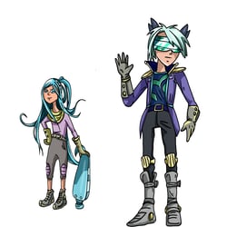 Coole Mangafiguren mit Skateboards