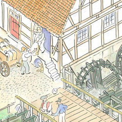 Lebensbild Wassermühle Bassum-Neubruchhausen 1850 Detail