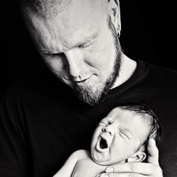 Schwarzweiss Foto Papi und Sohn
