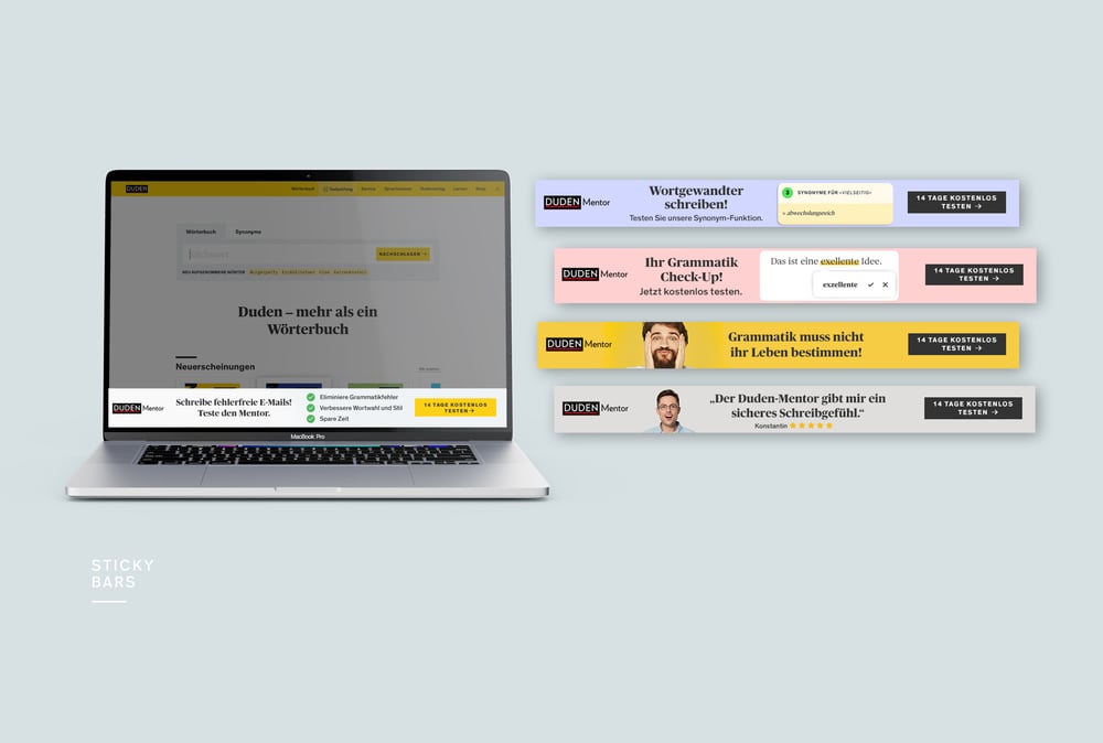 Bewerbung des Duden Mentors – Sticky Bars