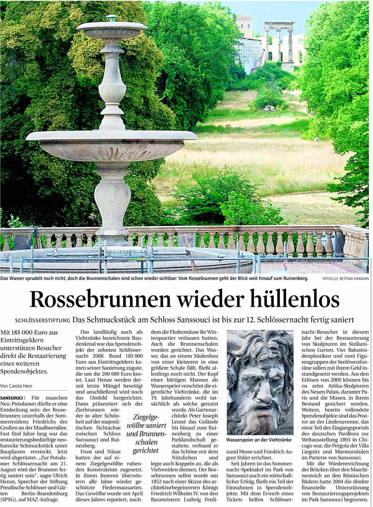 Restaurierung des Rossebrunnens am Schloss Sanssouci
