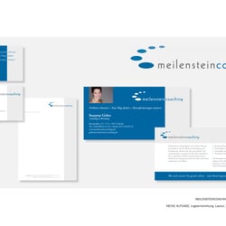 meilenstein coaching – Entwurf von Logo, Visitenkarte + Flyer
