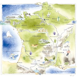 Frankreichkarte (Graphit, Aquarell)