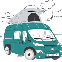 Werbung für Camping Vans