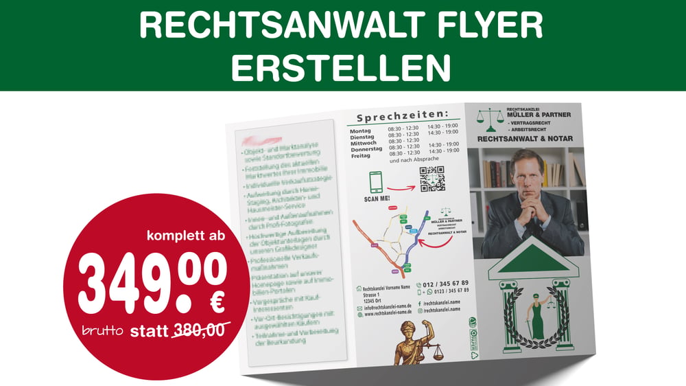 Rechtsanwalt, Rechtskanzlei, Kanzlei Flyer erstellen | Layout gestalten