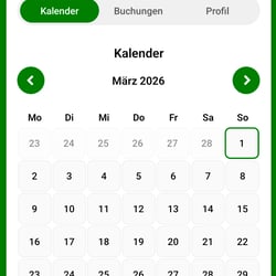 Screenshot des Kalenders der zugehörigen App