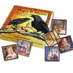 Illustration eines Memoryspiels (Schachtel und Kartenpaare)
