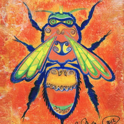 Biene blau Hintergrund orange 11×13−20eu