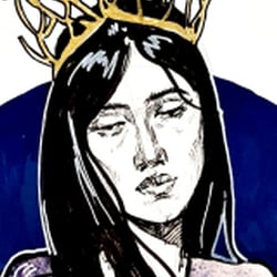 Blueberry Lady 30×20cm fineliner, Acrylmarker