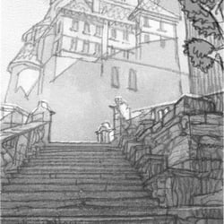 Loses Blatt | Mittelalterliche Szenerie | Studie | Bleistift
