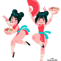 Noodle Girl poses