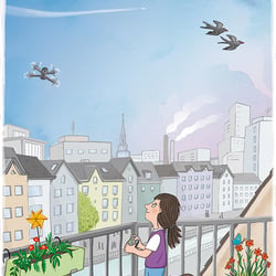 Drohnenflug, Stadtlandschaft