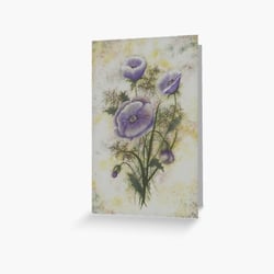 Blauer Mohn auf Grußkarte