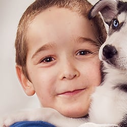 the young man and his dog.
