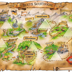 Kinder Aktion „Bertis Schatzsuche“ Illustration Schatzkarte