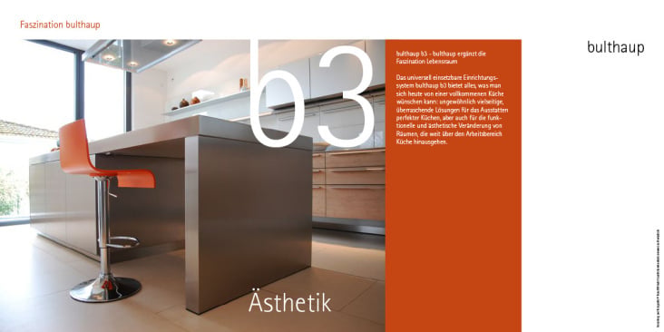 Visualisierung der klassischen bulthaup Themen Reduktion, Ästhetik und Ergonomie am Beispiel für Kunden realisierter Küchen