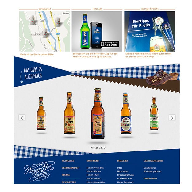 Hirter Bier website