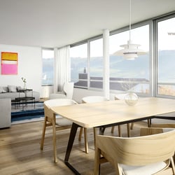 Innen Visualisierung mit Aussicht über Terrasse