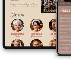 Website-Mockup mit unterschiedlichen Unterseiten auf verschiedenen Ausgabegeräten