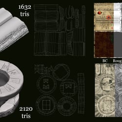 Books’ and tables’ sculpt and UV
