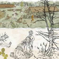 Kulturepochen im Panoramaformat – das Neolithikum, für Zeiteninsel – Archäologisches Freilichtmuseum Marburger Land