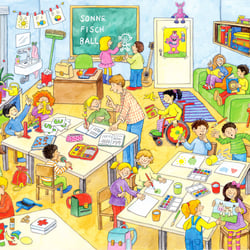 Wimmelbild Schule