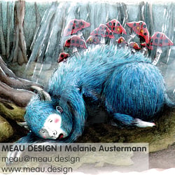 private, analoge Illustration „Sleepy Monster“ – z.B. als Kinderbuchillustration