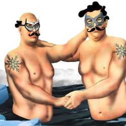 Illustration für die größte Zeitung Finnlands: Helsingin Sanomat. Mit dem Thema geheimes Winterschwimmen