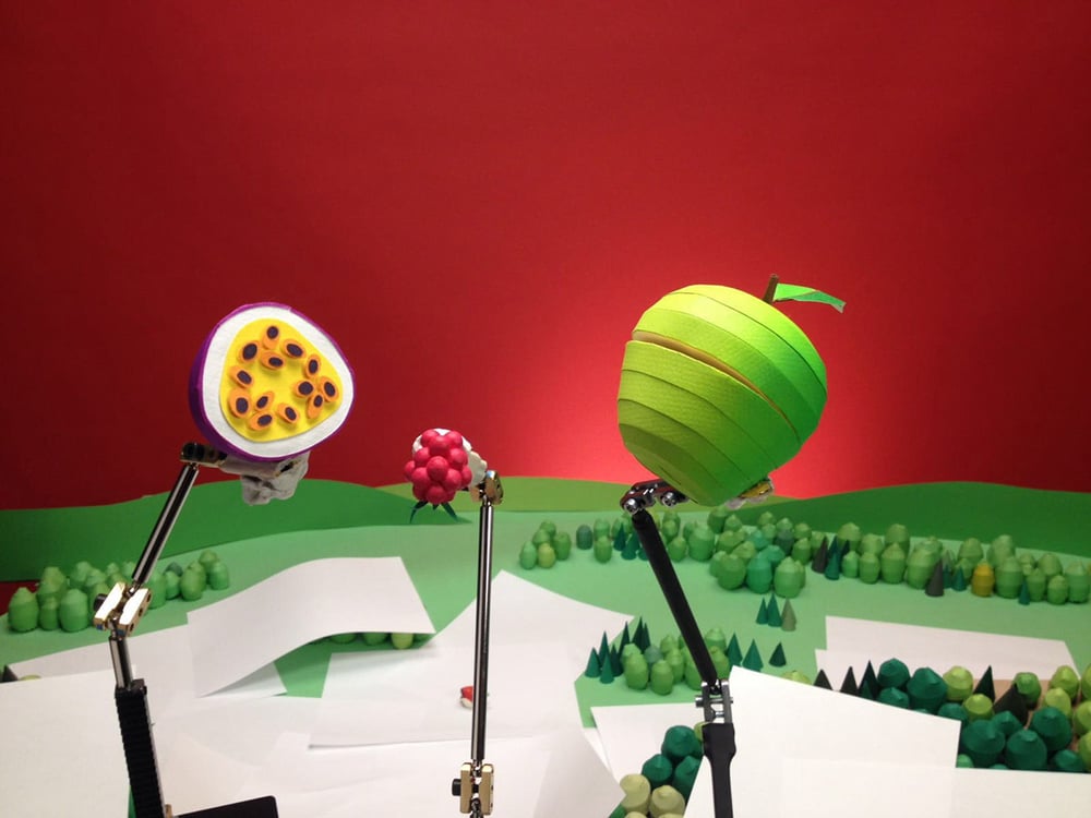 Papierfrüchte auf Animationsrigs