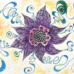 Postkarte · 7 chakren Blume ·
