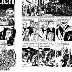 „Kameraden“, für „Raus Rein“, Avant Verlag (Fineliner und Filzstift)