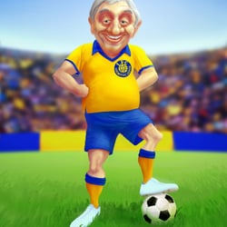 Karikatur von Fussballer Henning Frenzel anlässlich seines 70.Geburtstags