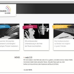 Tonstudio Sound & More – Konzeption, Screendesign, techn. Umsetzung (XHTML, CSS, jQuery), Logogestaltung