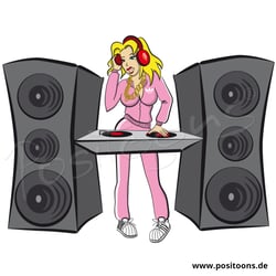 Illustration mit Accessoire: Sympathiefigur am Mischpult
