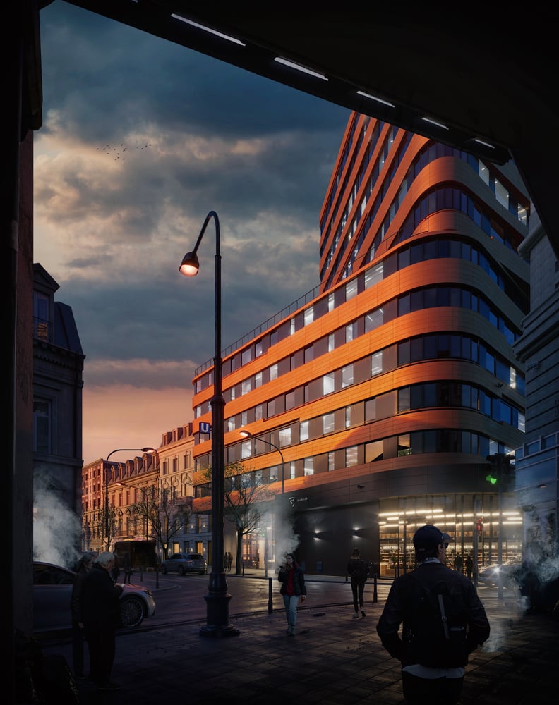 Aussenvisualisierung einer Strasse in Berlin