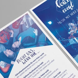 Postkarten-Flyer für „Voice for you event“, Corporate Identity Entwicklung 2018 (Fotos: Lichtbildbude Wermelskirchen)