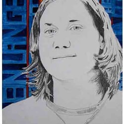 Selbsportrait, Aquarell & Tusche