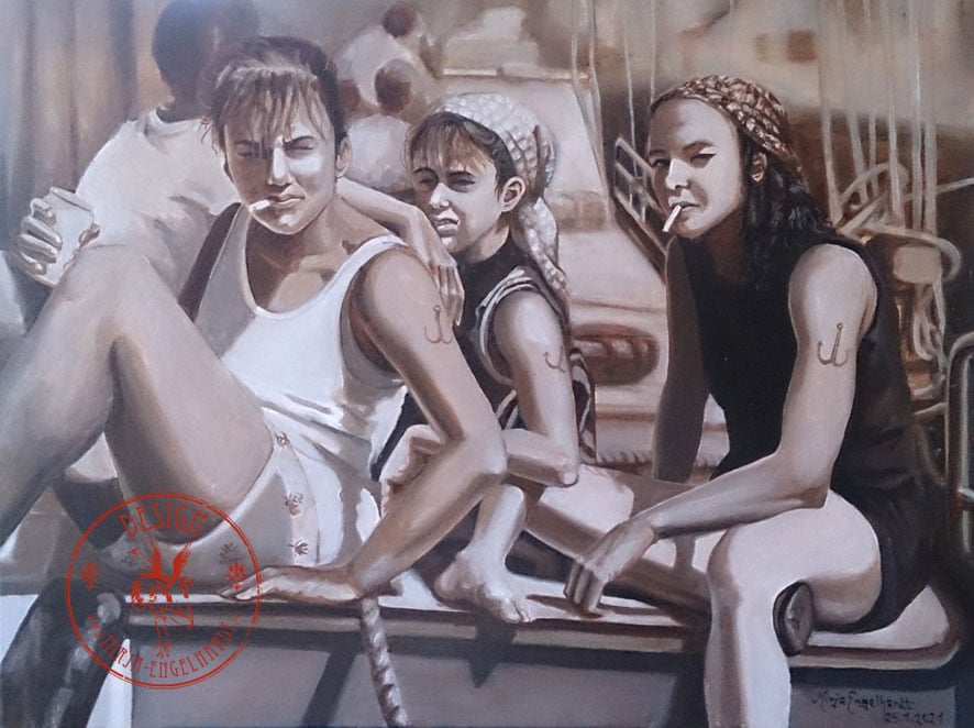 Piratinnen, Öl auf Leinwand, 80×60 cm
