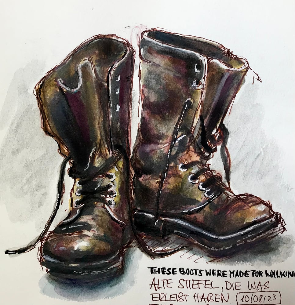 Boots | Gelpen, Graphit, Farbakzente (Inktense)