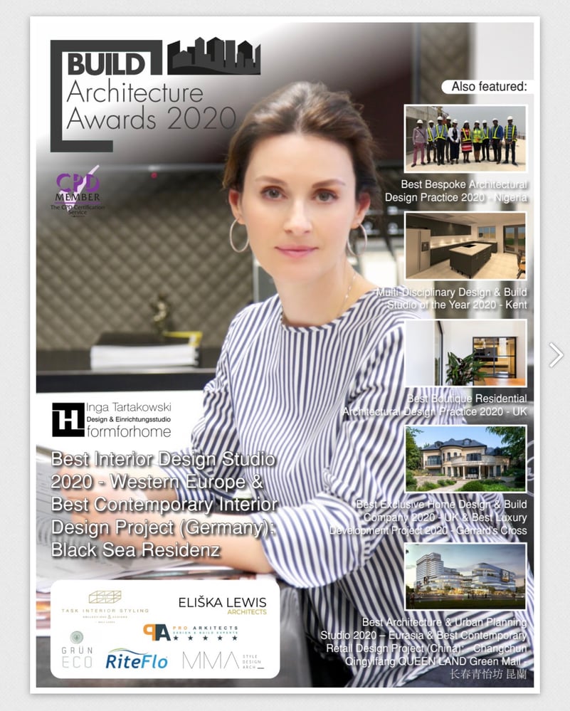 Inga Tartakowski – winner |  Design und Einrichtungsstudio formforhome – Best INTERIOR Design Studio 2020 Western Europe