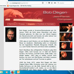 Screenshot vom HTML-Webauftritt des Jazz-Pianisten und Komponisten Bob Degen (www.bobdegen.de)