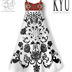Ein stylisch frisches und optisch verspieltes, von hand bedrucktes Kleid, aus reiner Baumwolle.