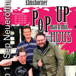 Flyer Front für PoP Up Huus