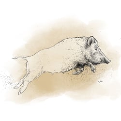 Jagd-Illustration, Pixelgrafik, Scribble-Stil