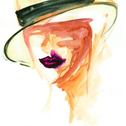 Dame mit Hut || Aquarell
