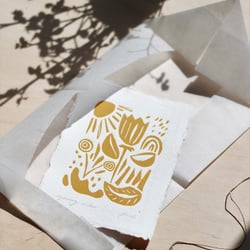 Linoldruck „spring vibes“/ Postkarte